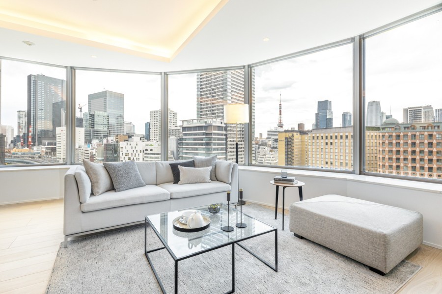 お部屋にいながらも東京タワーを望むパノラマビューが楽しめます。夜になれば東京タワービューの素晴らしい夜景を楽しめますね