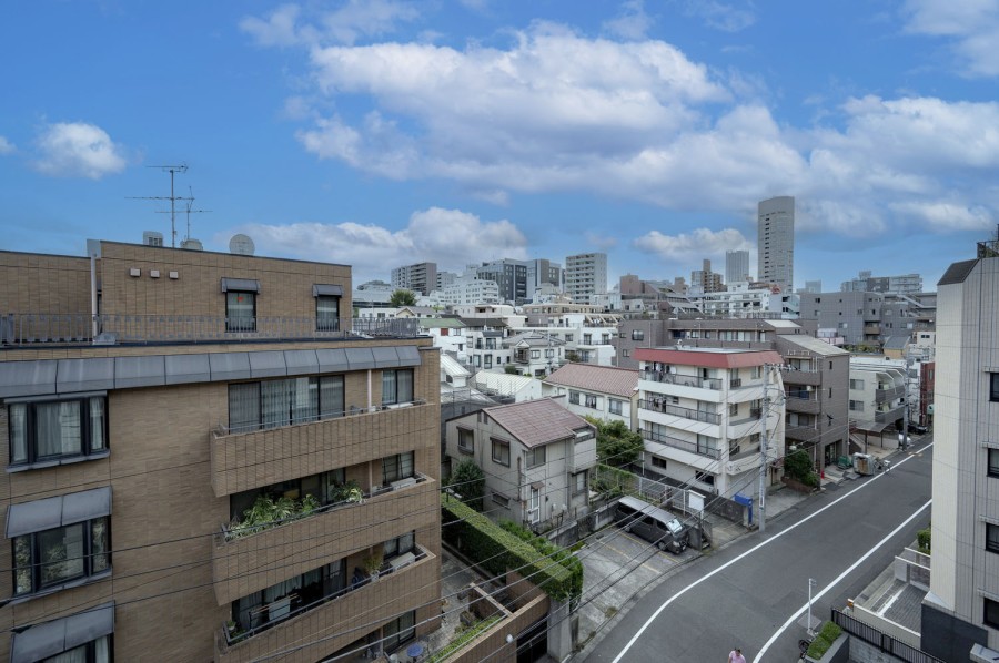 都心に位置しながら、青々とした空を楽しむことができる眺望です。第一種住居地域ならではの静かな住環境で、落ち着いた景色を楽しみながらティータイムや晩酌タイムを堪能できます。