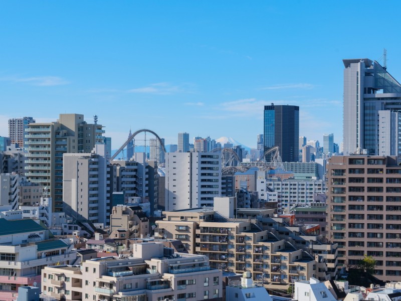 伸びやかな景色の先にほっと心安らぐ富士山を望む、洗練された暮らしを実現できる眺望です。都心の利便性を享受しながら日々をアップデートできそうな住まいです。