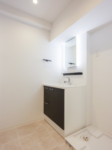 身支度の時間をも快適に彩る、美しく空間に溶け込む洗面化粧台です。空間を引き締めるブラックカラーがよりスタイリッシュさを演出します。