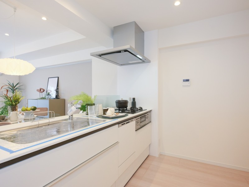 開放的なオープンキッチンは、住まいと暮らしにフィットするデザイン性と機能性を兼ね備えています。豊富な収納、家事時短に便利な食洗器を搭載しています。