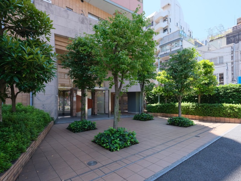 植栽の緑が心地の良さを演出するエントランスです。お手入れが行き届いた綺麗な共用部が、安らぎに満ちた暮らしへ誘います。