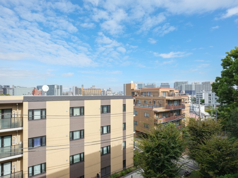 前面建物とは距離が離れ、遠くまで伸びやかに広がる空景色をお愉しみいただける眺望です。