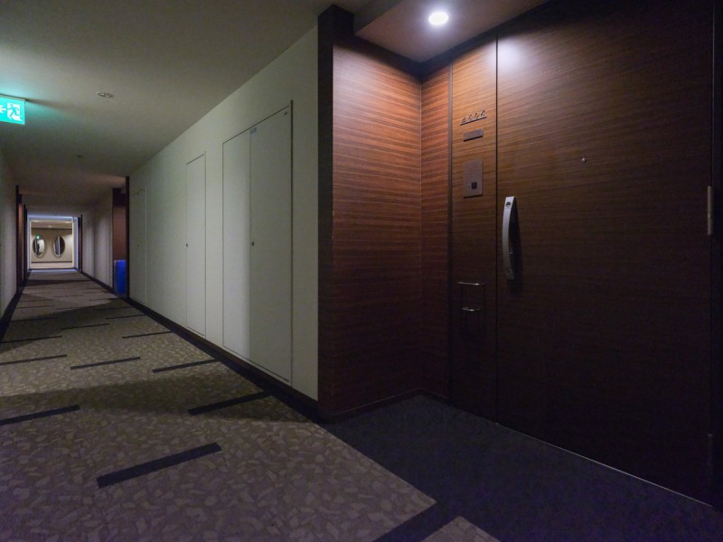 エレベーターを降りてお部屋へと続く廊下は、ホテルライクな内廊下設計です。外気の影響を受けにくく、プライバシーも守られやすいです。