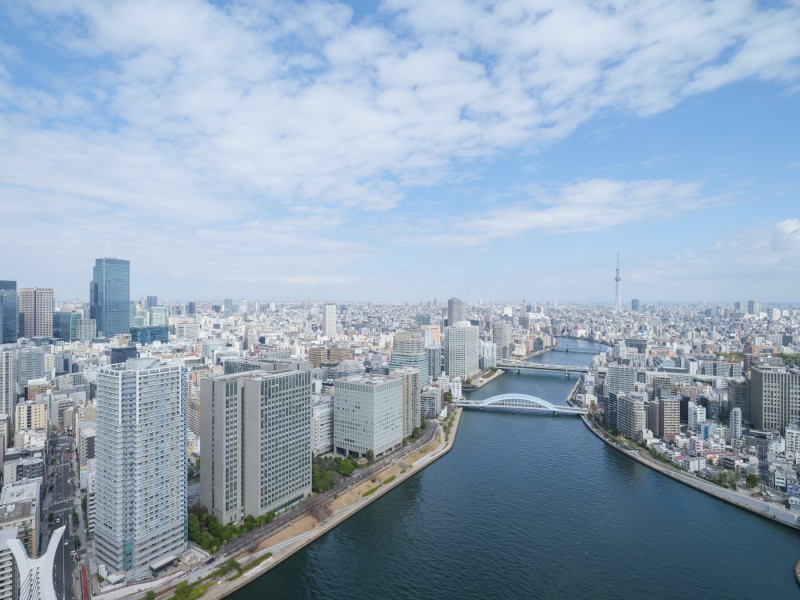 開放的な大空と凛とした水の潤いを湛え、胸のすく眺めが日常に。思わずほっと一息ついてしまうほどの心安らぐ眺望です。リビングから東京タワー・スカイツリー・富士山を望めます。