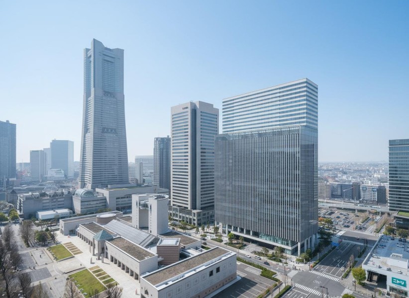 近代的なビル群と、伸びやかな青空が一望できる眺望です。複数の商業施設やグランモール公園、臨港パークがほど近く、休日のお出かけスポットにも、日々のお買い物施設にも選択肢が豊富に揃ったエリアです。