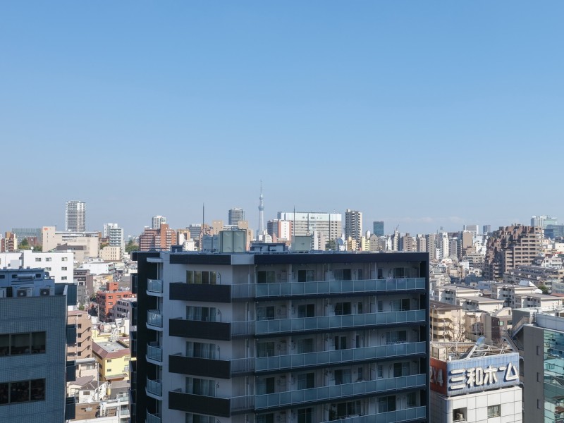 大きな空の先に「東京スカイツリー」を望む開放的な眺望です。都会暮らしならではの夜景も楽しめそうですね。