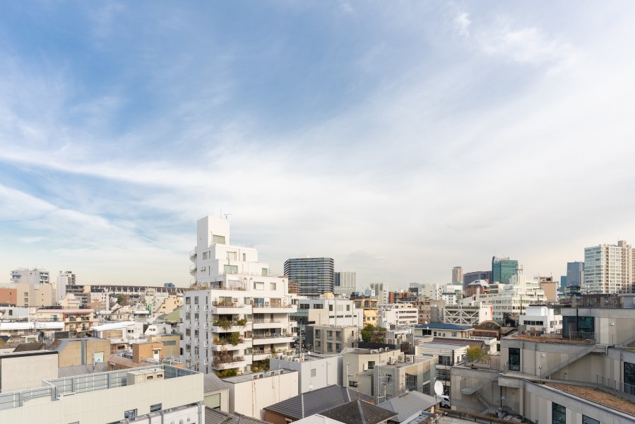 都心に位置しながらも、見上げると青々と広がる空を堪能できる眺望です。清らかで穏やかな時間が流れ、明日への活力を養うことができる眺めです。