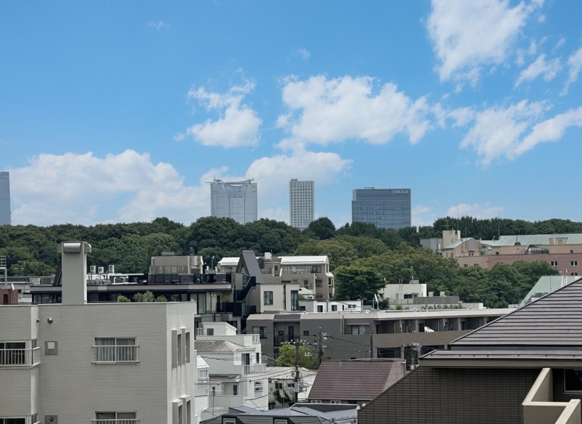 季節の彩りを映す木々の向こうに、都会の風景が静かに溶け込む景色を望めます。都市の躍動と自然の安らぎ、その両方を感じられる贅沢な眺めです。