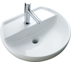 丸形ベッセルタイプのトイレ用手洗い器イメージ写真