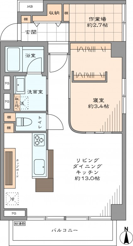 R壁と室内窓のある温もりある寝室３