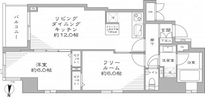 LDと緩やかに仕切られた寝室スペース１