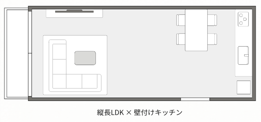 縦長LDKのレイアウト